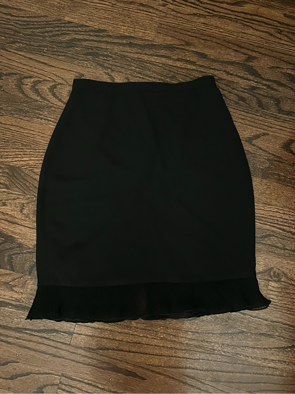 Ann Taylor LOFT Black Pencil Skirt with Pleated Ruffle Hem